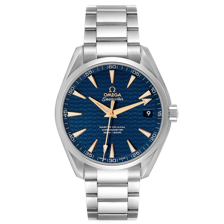 Omega Seamaster Aqua Terra 150M 231.10.42.21.03.006 men's automatic watch, 41.5mm stainless steel case, blue dial with gold hands, steel bracelet – front view