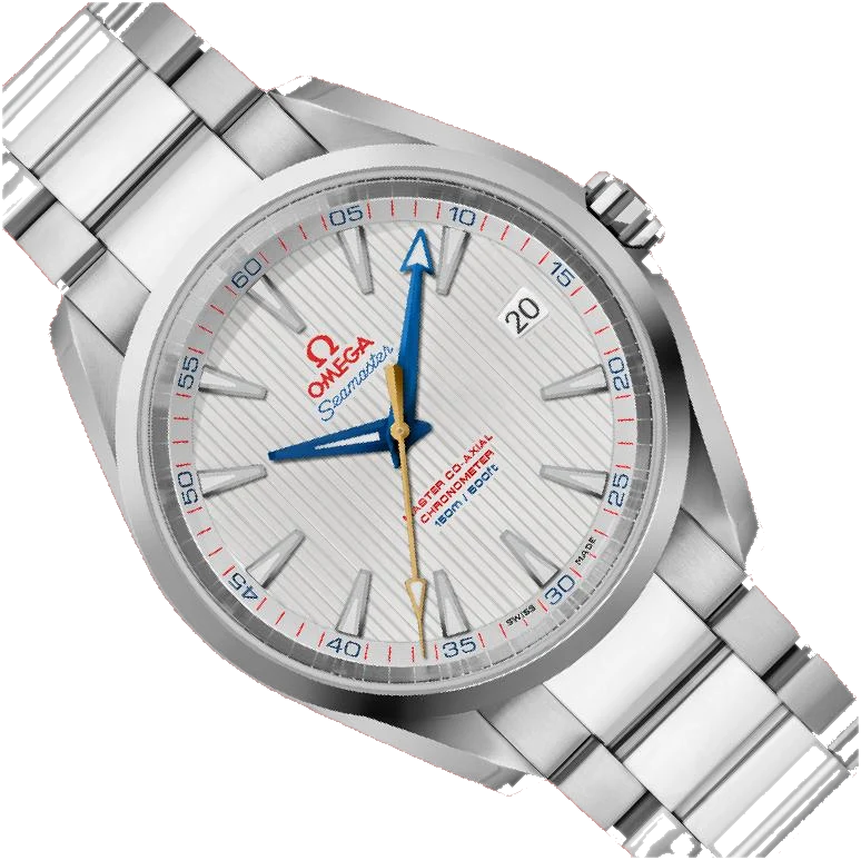 Omega Seamaster Aqua Terra 150M Golf Edition 231.10.42.21.02.004 men's automatic watch, silver dial, steel bracelet – angle view on white background