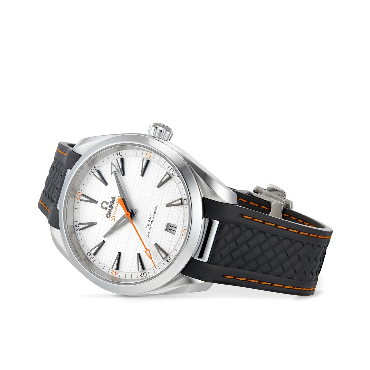 Omega Seamaster Aqua Terra men's automatic watch, 41mm stainless steel case, silver dial – angle view