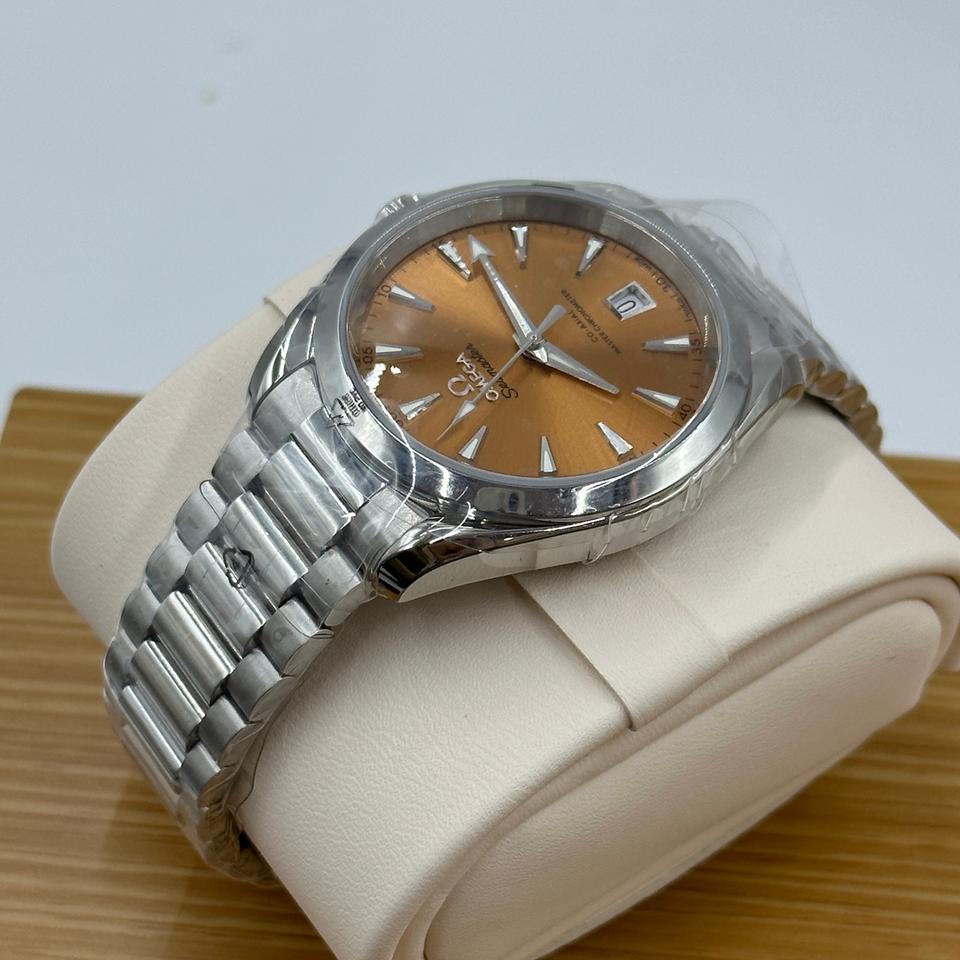 Omega Seamaster Aqua Terra Shades 220.10.38.20.12.001 automatic watch, 38mm stainless steel case, orange dial, steel bracelet – view in box