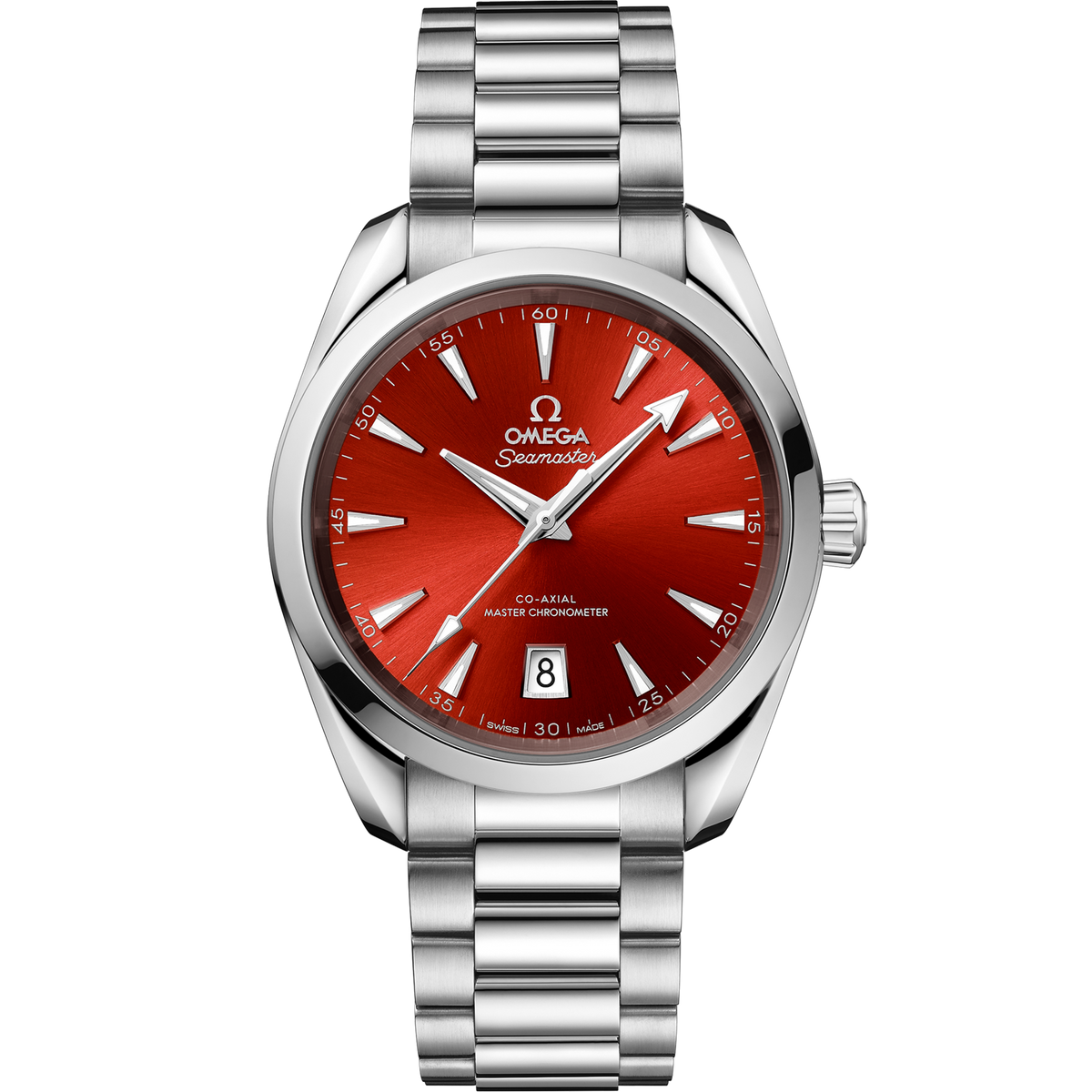 Omega Seamaster Aqua Terra Shades 220.10.38.20.13.003 automatic watch, 38mm stainless steel case, terracotta dial, steel bracelet – full front view