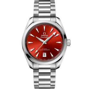 Omega Seamaster Aqua Terra Shades 220.10.38.20.13.003 automatic watch, 38mm stainless steel case, terracotta dial, steel bracelet – full front view