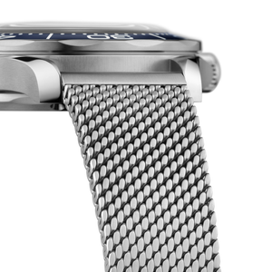Omega Seamaster Diver 300M men's automatic watch, 42mm stainless steel case, blue ceramic bezel, mesh bracelet – mesh bracelet view