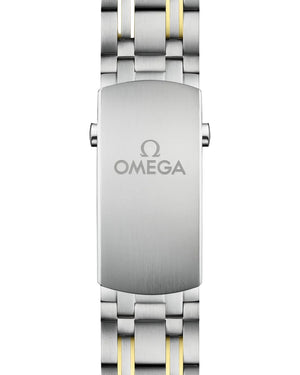 Omega Seamaster Diver 300M men's automatic watch, 42mm steel and yellow gold case, blue dial, two-tone bracelet – bracelet view