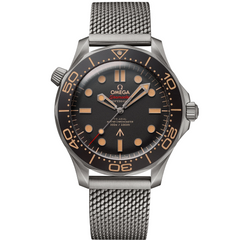 Omega Seamaster Diver 300M Vintage men's automatic watch, 42mm case, brown dial, mesh bracelet – front view