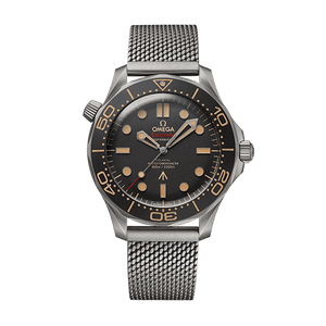 Omega Seamaster Diver 300M Vintage men's automatic watch, 42mm case, brown dial, mesh bracelet – full front view