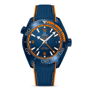 Omega Seamaster Planet Ocean 600M GMT Big Blue 215.92.46.22.03.001 men's automatic watch, 45.5mm blue ceramic case, blue dial, blue rubber strap – full front view
