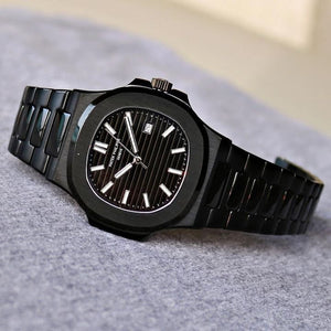 Patek Philippe Nautilus 40mm Men's Automatic Watch – Black Dial & Black Strap – view 3