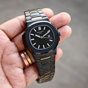 Patek Philippe Nautilus 40mm Men's Automatic Watch – Black Dial & Black Strap – view 4