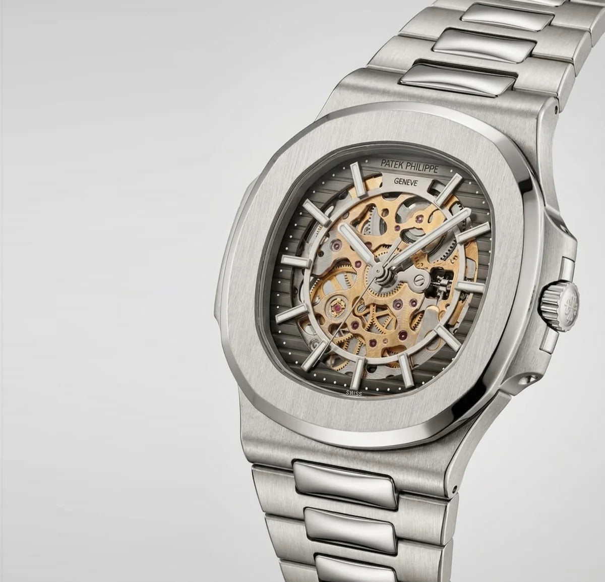 Patek Philippe Nautilus 40mm Men's Automatic Watch – Black Skeleton Dial & Silver Stainless Steel Strap – view 2