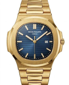 Patek Philippe Nautilus 40mm Men's Automatic Watch – Blue Dial & Yellow Gold Strap | ساعة باتيك فيليب نوتيلس رجالي مينا أزرق