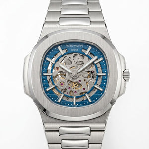 Patek Philippe Nautilus 40mm Men's Automatic Watch – Blue Skeleton Dial & Silver Stainless Steel Strap – view 2
