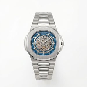 Patek Philippe Nautilus 40mm Men's Automatic Watch – Blue Skeleton Dial & Silver Stainless Steel Strap – view 2