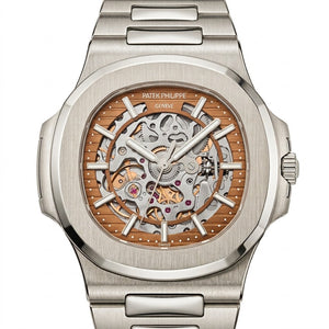 Patek Philippe Nautilus 40mm Men's Automatic Watch – Brown Skeleton Dial & Silver Stainless Steel Strap – view 2