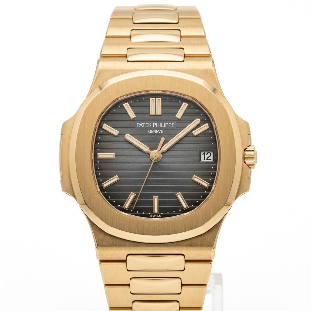 Patek Philippe Nautilus 40mm Men's Automatic Watch – Grey Gradient Dial & Yellow Gold Strap – view 2