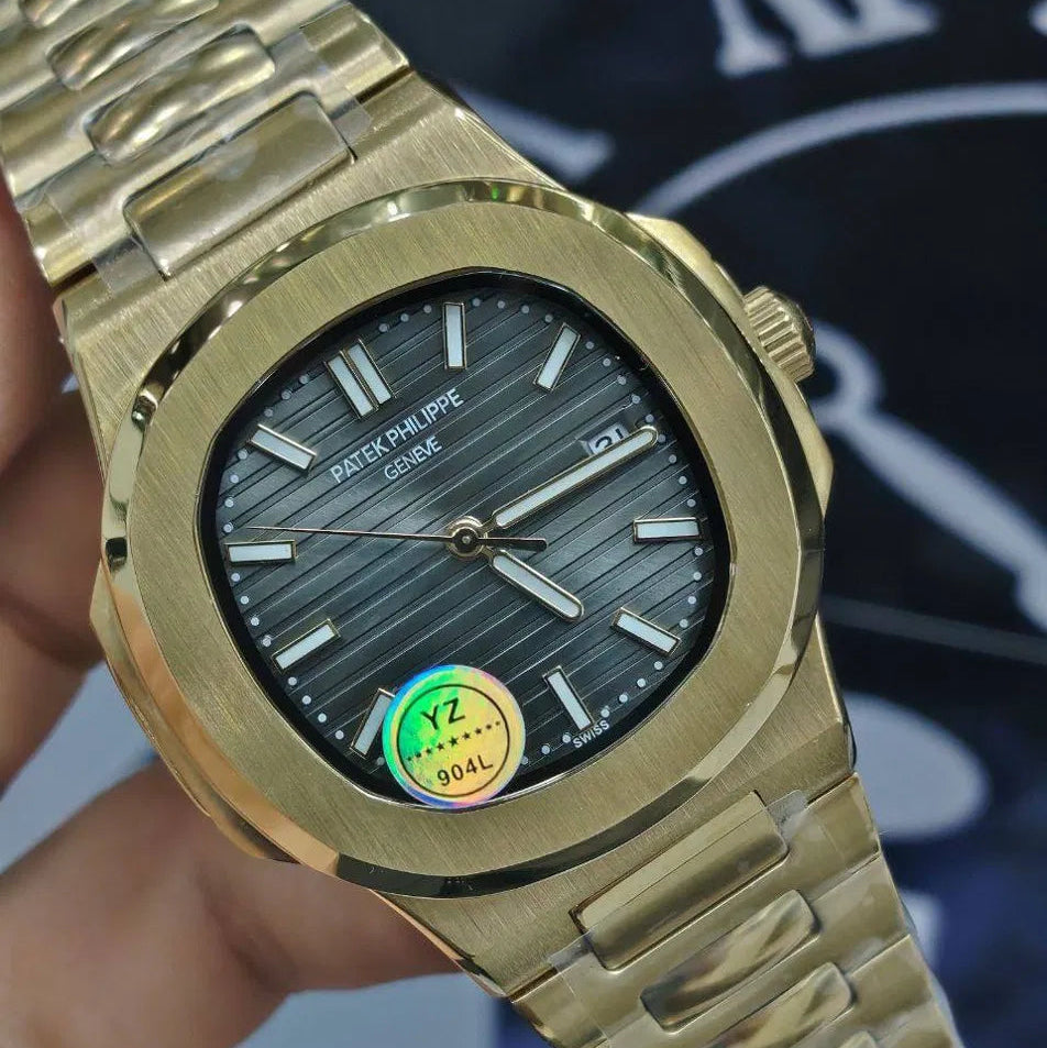 Patek Philippe Nautilus 40mm Men's Automatic Watch – Grey Gradient Dial & Yellow Gold Strap – view 5