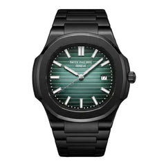 Patek Philippe Nautilus 40mm Men's Automatic Watch – Olive Green Dial & Black Strap | ساعة باتيك فيليب نوتيلس رجالي مينا زيتي