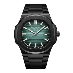Patek Philippe Nautilus 40mm Men's Automatic Watch – Olive Green Dial & Black Strap | ساعة باتيك فيليب نوتيلس رجالي مينا زيتي