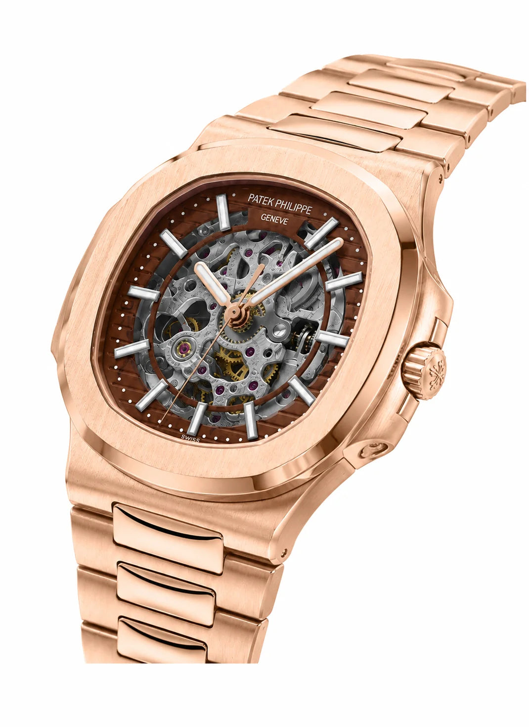 Patek Philippe Nautilus 40mm Men's Automatic Watch – Red Skeleton Dial & Rose Gold Strap – view 6