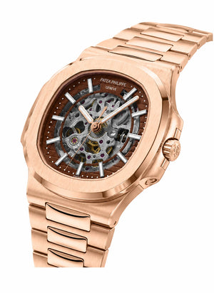 Patek Philippe Nautilus 40mm Men's Automatic Watch – Red Skeleton Dial & Rose Gold Strap – view 6
