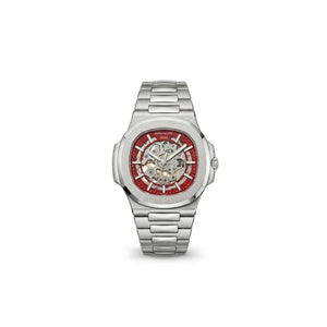 Patek Philippe Nautilus 40mm Men's Automatic Watch – Red Skeleton Dial & Silver Stainless Steel Strap – view 2