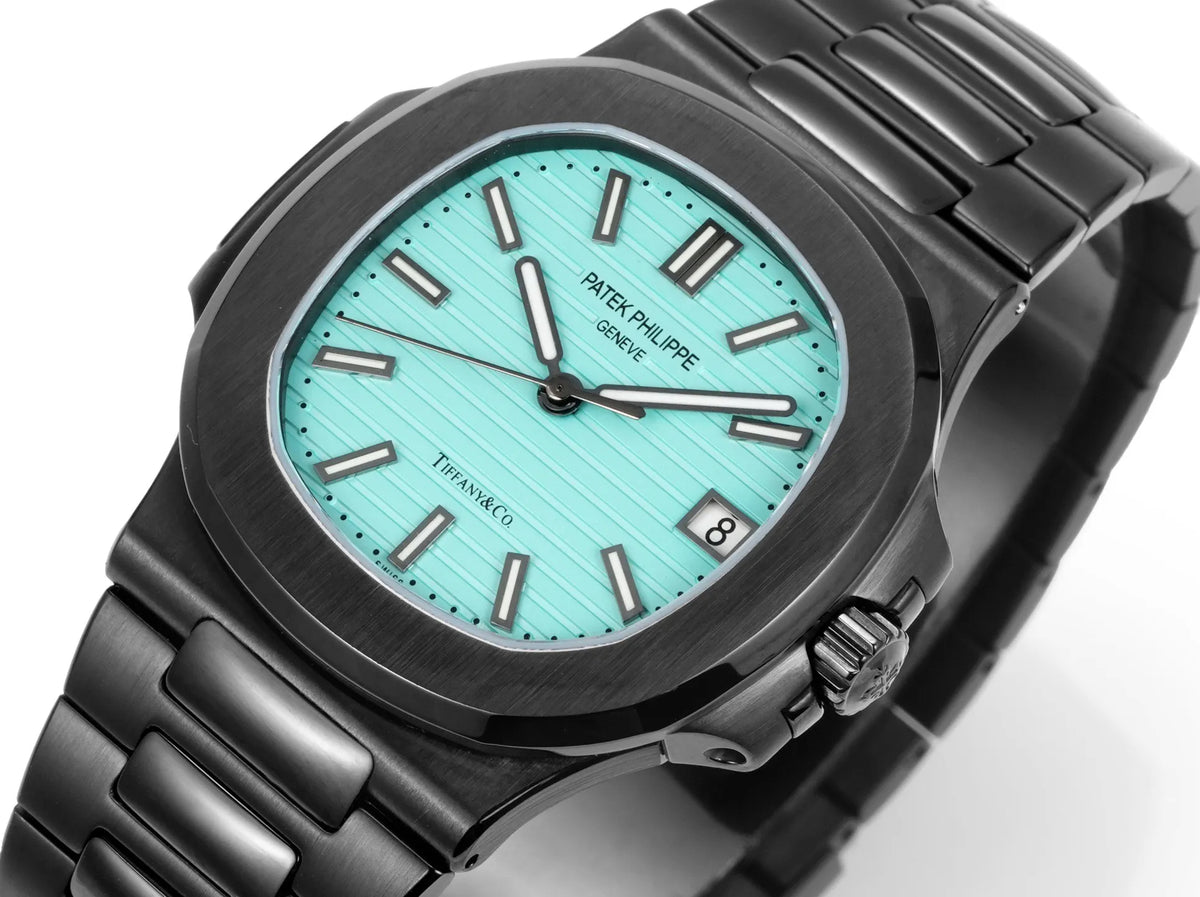Patek Philippe Nautilus 40mm Men's Automatic Watch – Tiffany Blue Dial & Black Strap – view 3