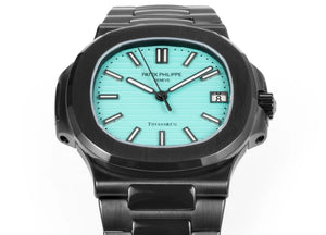 Patek Philippe Nautilus 40mm Men's Automatic Watch – Tiffany Blue Dial & Black Strap – view 5