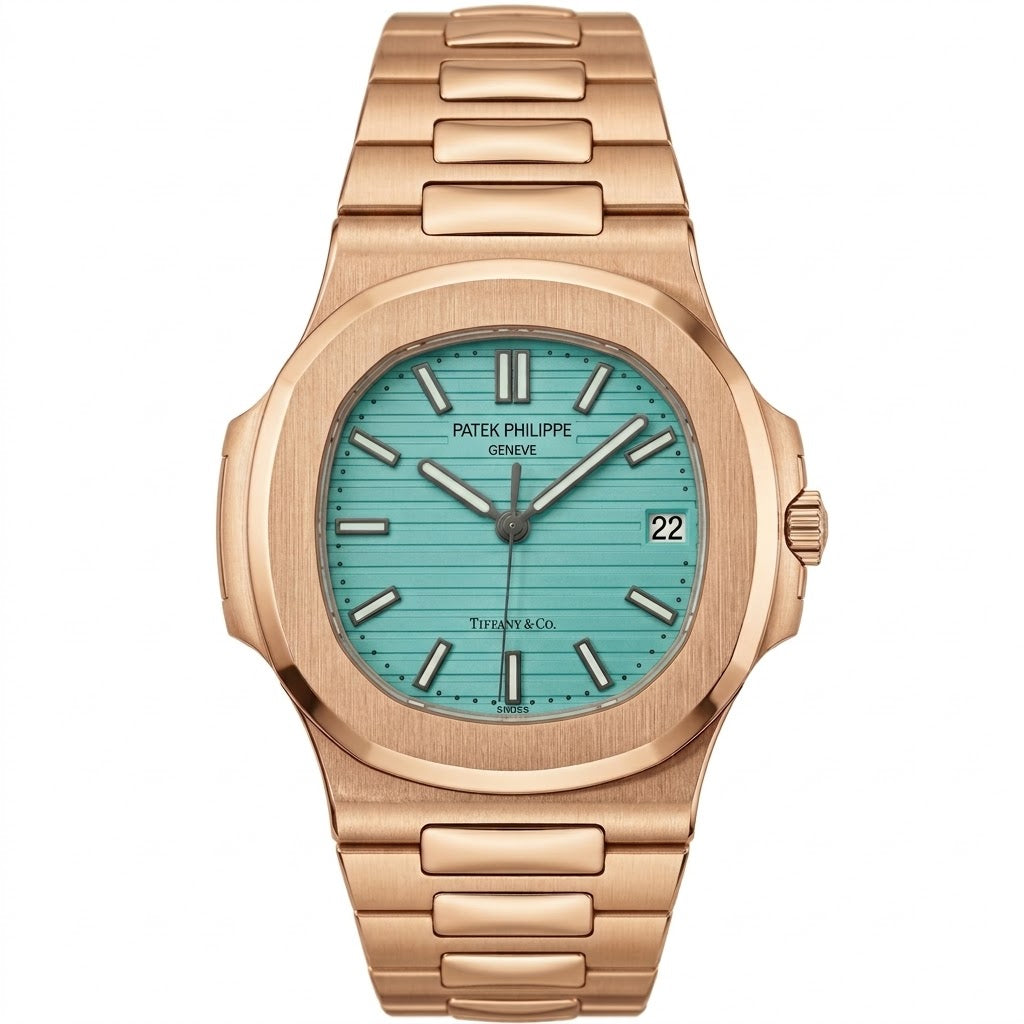 Patek Philippe Nautilus 40mm Men's Automatic Watch – Tiffany Blue Dial & Rose Gold Strap – view 2