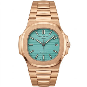 Patek Philippe Nautilus 40mm Men's Automatic Watch – Tiffany Blue Dial & Rose Gold Strap – view 2