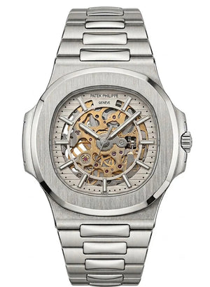 Patek Philippe Nautilus 40mm Men's Automatic Watch – White Skeleton Dial & Silver Stainless Steel Strap – view 2