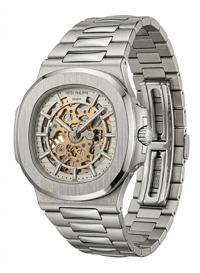 Patek Philippe Nautilus 40mm Men's Automatic Watch – White Skeleton Dial & Silver Stainless Steel Strap – view 4