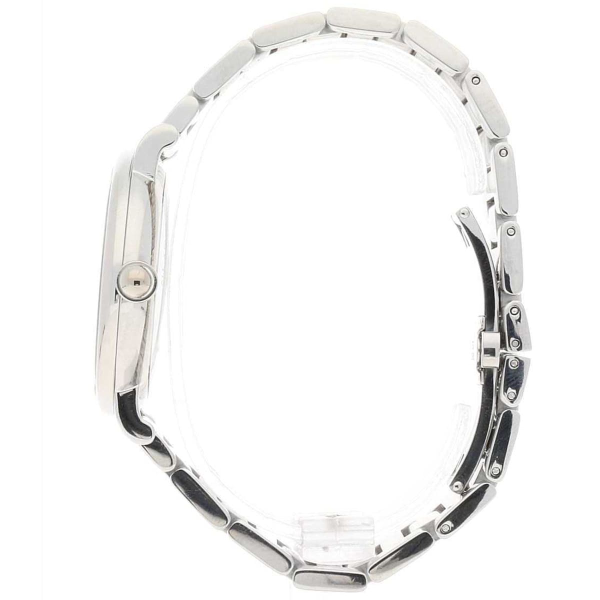 Side profile of Maserati Tradizione R8823125001 automatic watch showing 13mm thickness and silver finish
