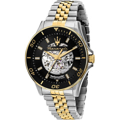 Maserati Sfida R8823140010 Men's Automatic Skeleton Watch – Black Dial & Two-Tone Stainless Steel Strap