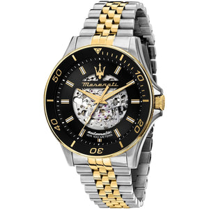 Maserati Sfida R8823140010 Men's Automatic Skeleton Watch – Black Dial & Two-Tone Stainless Steel Strap