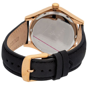 Caseback of Maserati Circuito R8851127001 men's quartz battery watch showing technical specs 100m water resistance and leather strap