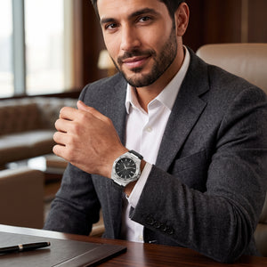 Lifestyle luxury shot featuring the Maserati Velocità R8851153003 men's watch.