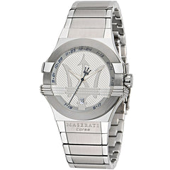 Maserati Potenza Corse R8853108002 men's quartz battery watch with silver waffle dial, silver-tone case, silver stainless steel bracelet main view
