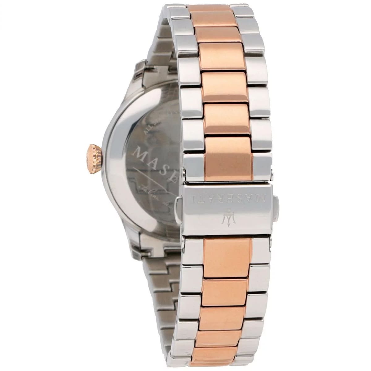 Two-tone deployment clasp on Maserati Tradizione R8853125001 men's quartz battery metal bracelet watch
