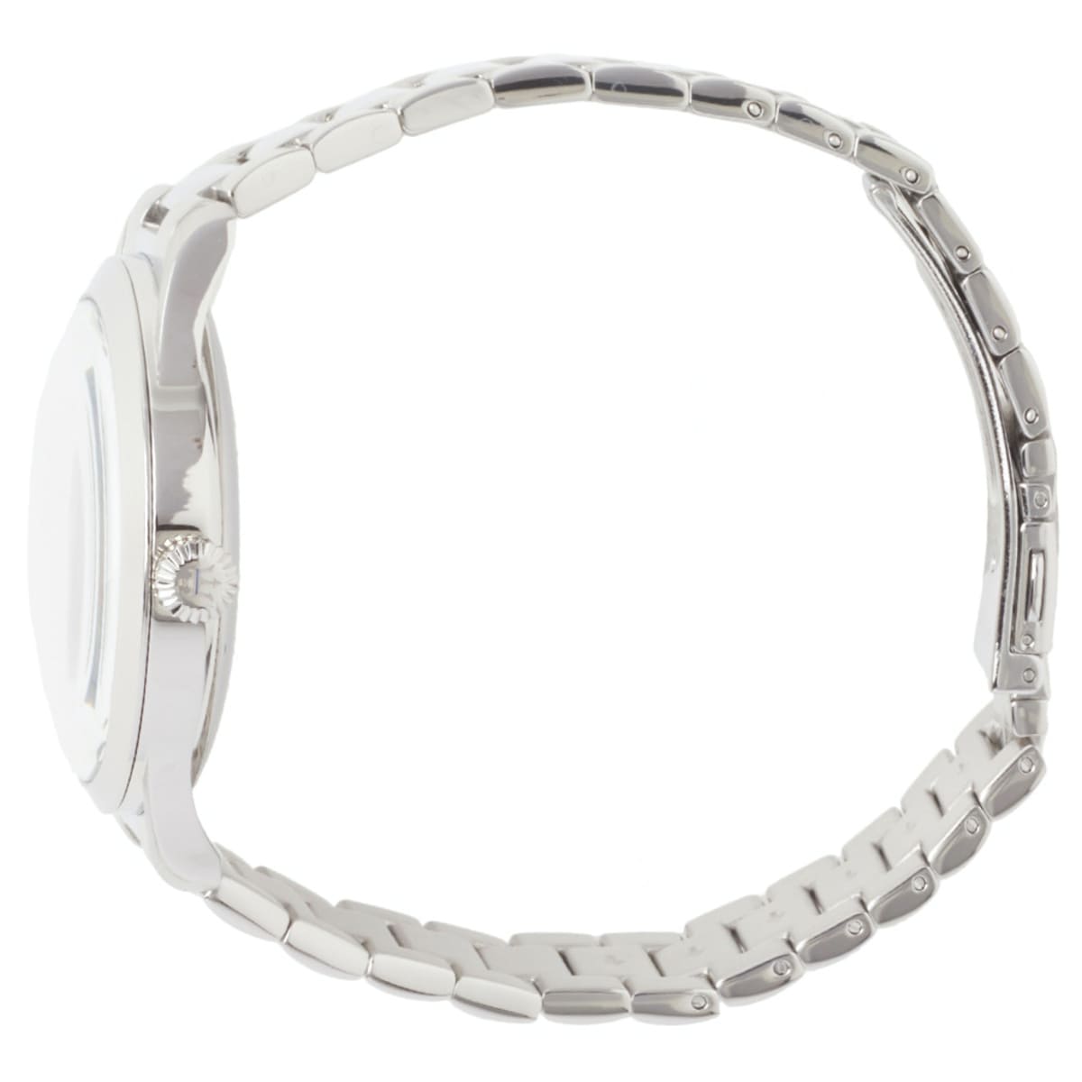 Side profile of Maserati Tradizione R8853125002 men's quartz battery watch showing 10mm thickness and silver finish
