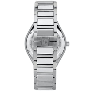 Silver-tone hidden butterfly clasp on Maserati Stile R8853142005 men's quartz battery silver integrated bracelet watch