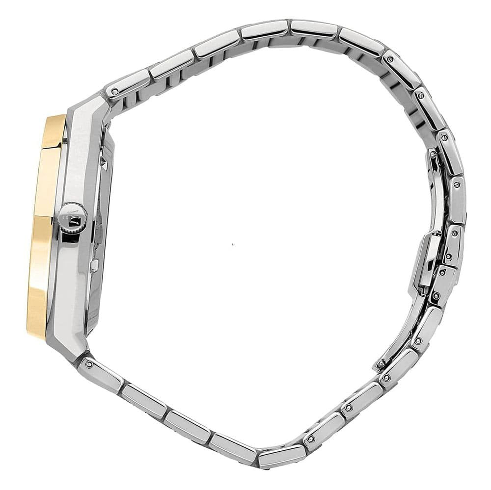 Silver and gold watch face 