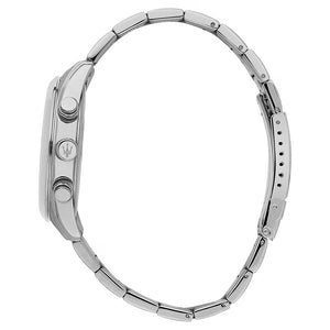 Side profile of Maserati Attrazione R8853151005 men's quartz battery watch showing 11mm thickness and silver finish