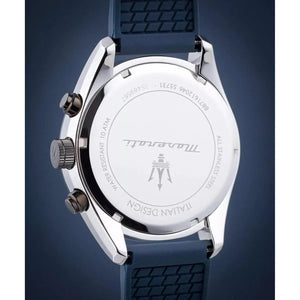 Stainless steel case back view of the Maserati R8871612046 showing the 10 ATM water resistance detail