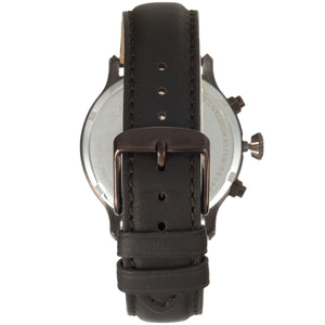 Caseback of Maserati Epoca R8871618006 men's quartz battery watch showing technical specs 100m water resistance and leather strap