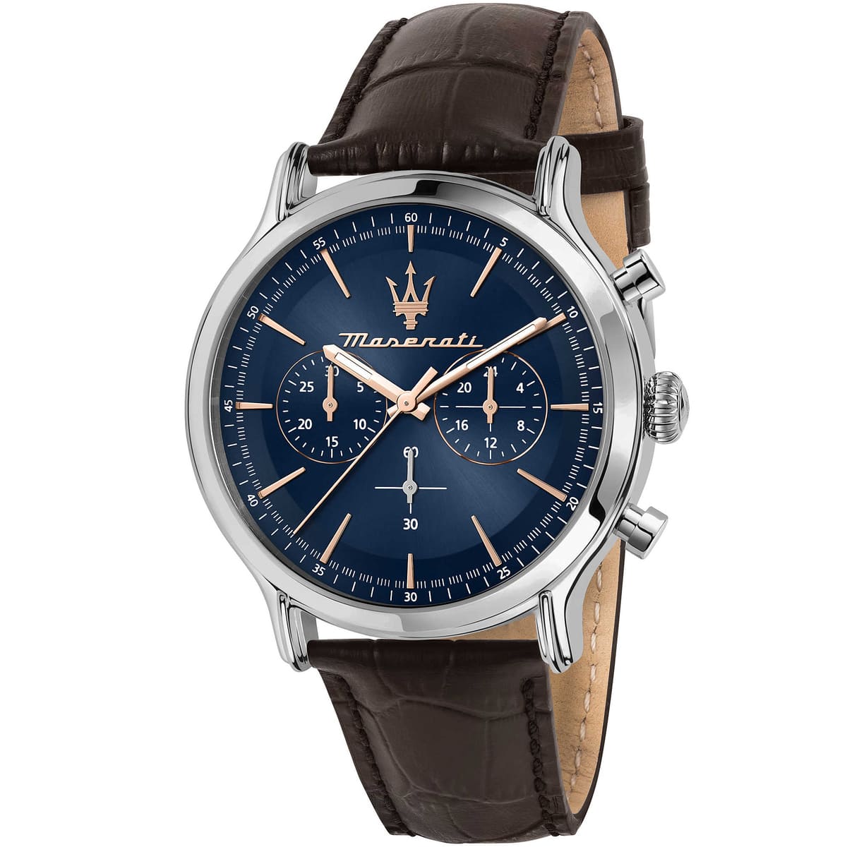 Maserati Epoca R8871618014 Men's watch - blue dial brown leather strap