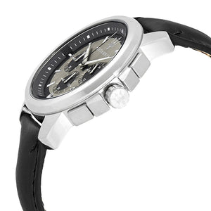 Right angled view of Maserati Successo R8871621006 men's quartz battery watch highlighting silver finish and chronograph sub-dial details