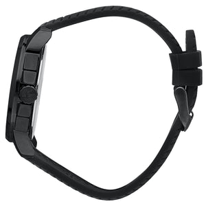 Side profile of Maserati Successo R8871621010 men's quartz battery watch showing 11.5mm thickness and black finish