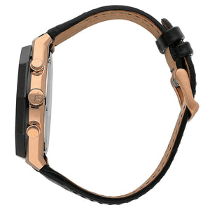 Side profile of Maserati Stile Chronograph R8871642001 men's quartz battery watch showing 11.5mm thickness and rose gold finish