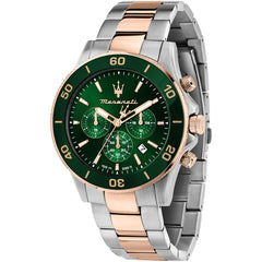 Maserati Competizione R8873600004 Men's Chronograph Watch – Green Dial & Two-Tone Stainless Steel Strap