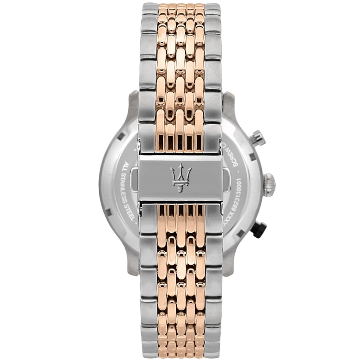 Two-tone deployment clasp on Maserati Legend R8873638002 men's quartz battery metal bracelet watch